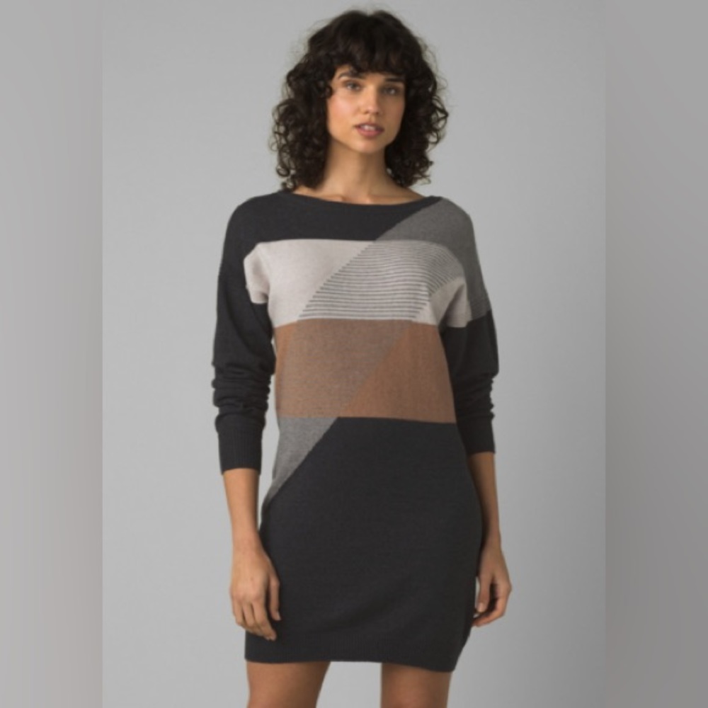 Prana Magnet Grey Colorblock Sweater Dress | size S